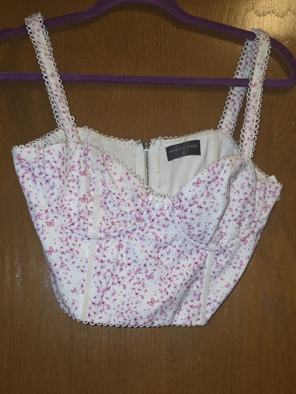 WHITEFOX - Pink Floral Bustier Crop Top